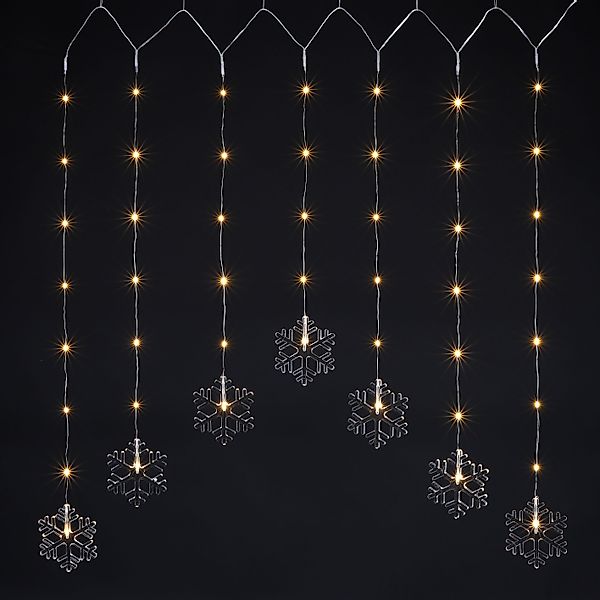 Spetebo Lichtervorhang LED Lichtervorhang Schneeflocke warm günstig online kaufen