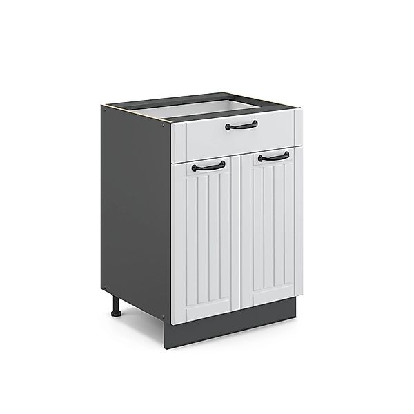 Vicco Küchenunterschrank Fame-Line Weiß Landhaus/Anthrazit 60 cm mit Schubl günstig online kaufen