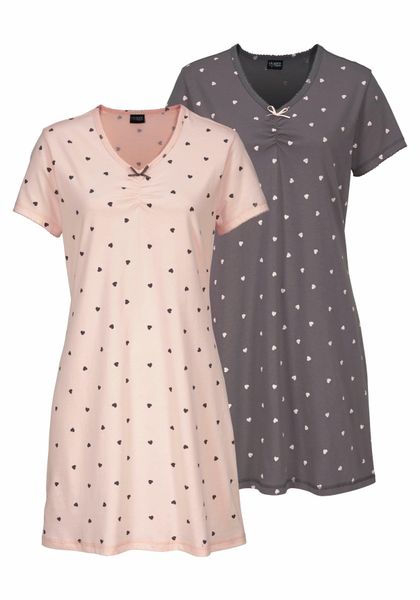 Vivance Dreams Nachthemd 2er-Pack, mit Herzchenprint günstig online kaufen