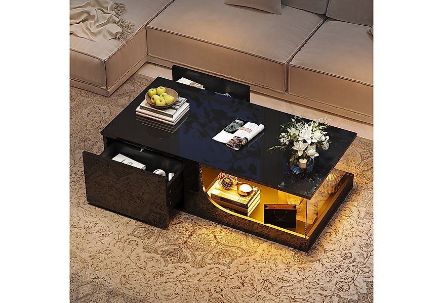 KLAM HOME Couchtisch 100*50*30cm Couchtisch,Sofatisch mit 2 Schubladen, MDF günstig online kaufen