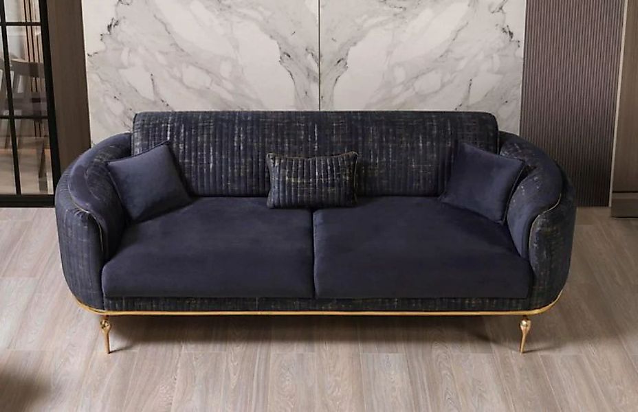 JVmoebel 3-Sitzer Wohnzimmer Sofa 3 Sitzer Blau Möbel Luxus Couchen xxl Möb günstig online kaufen