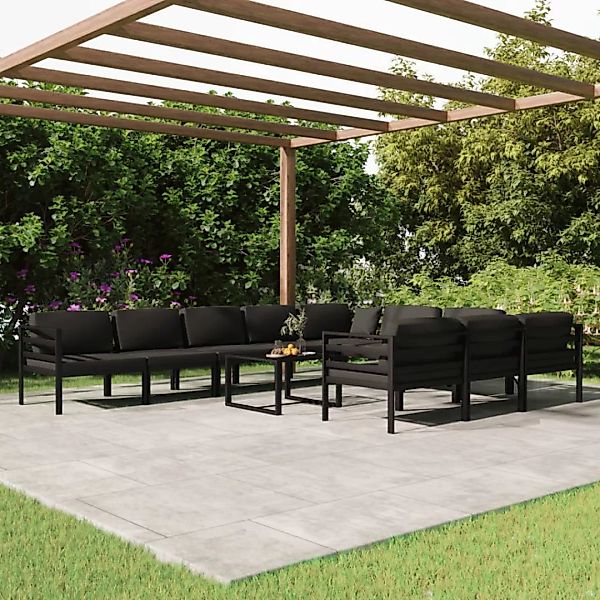 Vidaxl 11-tlg. Garten-lounge-set Mit Kissen Aluminium Anthrazit günstig online kaufen