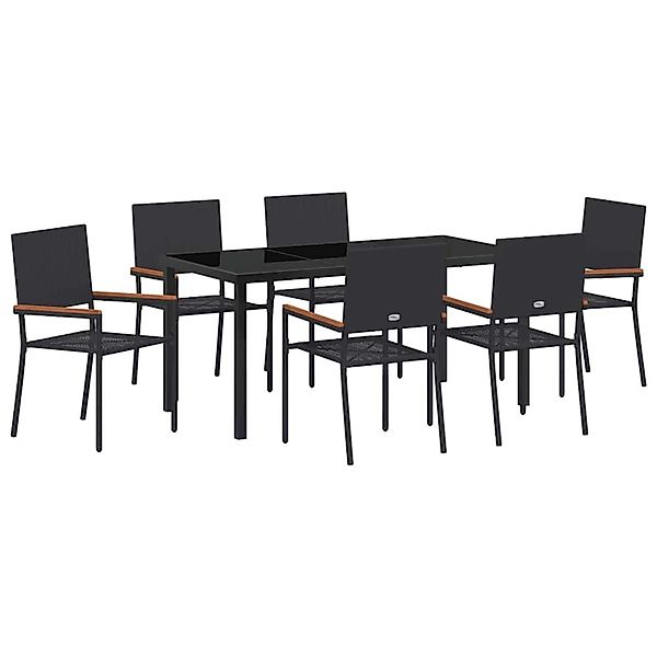 vidaXL Garten Essgruppe 7-Tlg Schwarz Poly Rattan 3379706 günstig online kaufen