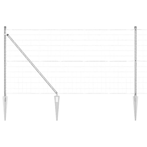 vidaXL Zaun mit Pfosten Silber 1,2 x 25 m Stahl 3350772 günstig online kaufen