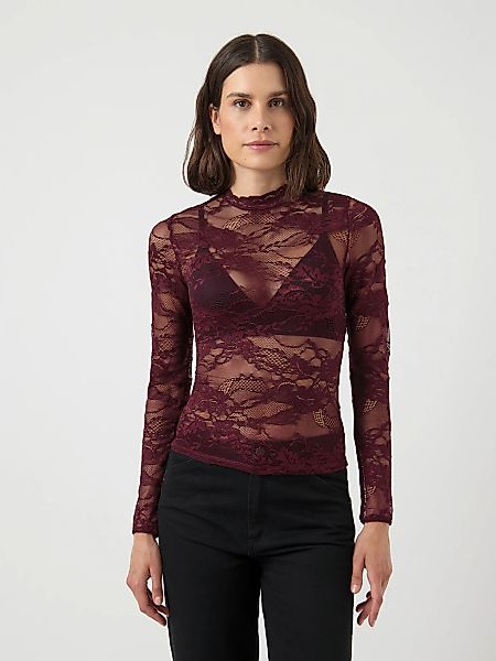 Y.A.S Langarmshirt "YASLACEY LS LACE TOP S. NOOS" günstig online kaufen