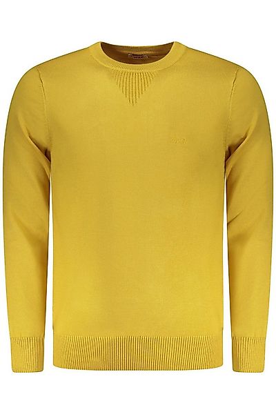 Rifle Strickpullover Gelber Herrenpullover mit Rundhals und Stickerei - Sti günstig online kaufen