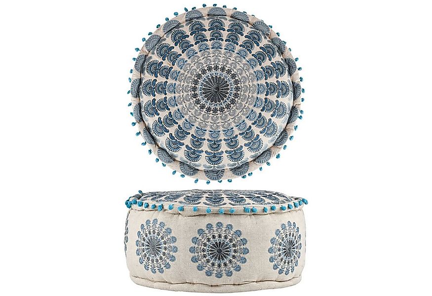 Marrakesch Orient & Mediterran Interior Pouf Pouf Garet Blau, runder Baumwo günstig online kaufen