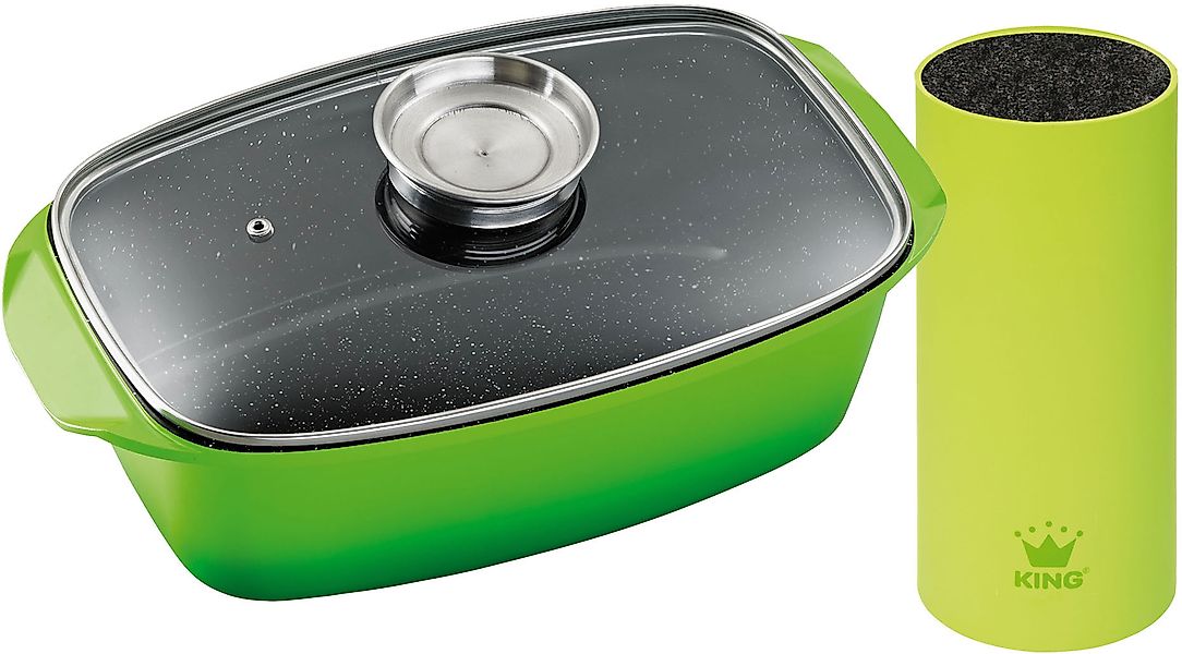 KING Bräter Aluminiumguss Set, 3 Stk. tlg. Bräter-/Schmortopfset 5L+Glasdec günstig online kaufen