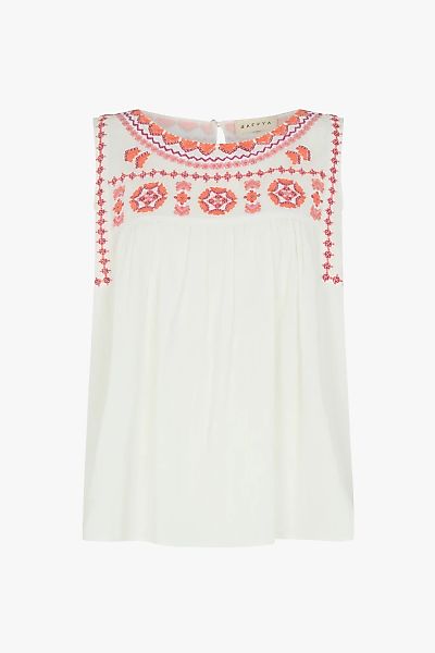 RAFFYA Hemdbluse "Flora Short Sleeve Embroidered Blouse Damen" günstig online kaufen