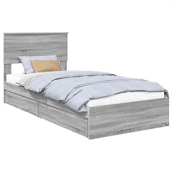 vidaXL Stauraumbett Grau Sonoma 100 x 200 cm Holzwerkstoff 3408492 günstig online kaufen