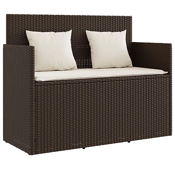 VidaXL Gartenbank Poly Rattan mit Kissen Braun günstig online kaufen