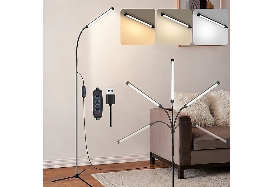 MUPOO LED Stehlampe Stehleuchte LED Stehlampe dimmbar, mit flexiblem Schwan günstig online kaufen