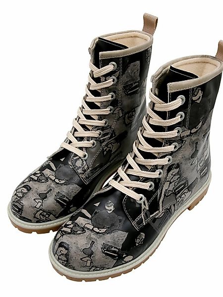 DOGO Schnürboots "Longe Boots Schnürstiefel Supper Blackwhite Damen Stiefel günstig online kaufen