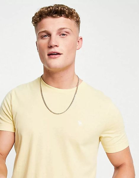 Abercrombie & Fitch – T-Shirt in Gelb mit abgerundetem Saum und markentypis günstig online kaufen