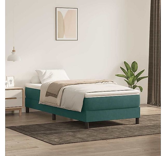 vidaXL Boxspringbett, Boxspringbett mit Matratze Dunkelgrün 90x210 cm Samt günstig online kaufen