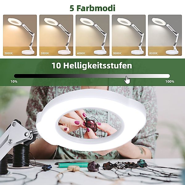 QUBEBU Lupenlampe LED Klemmleuchte 10X LED günstig online kaufen