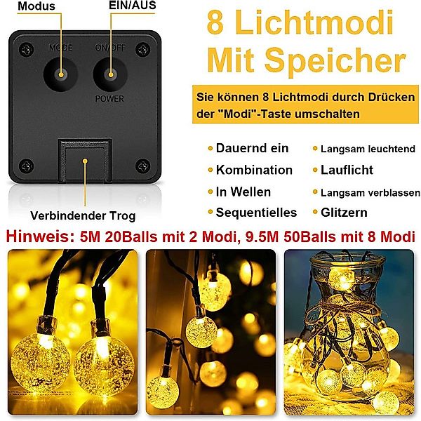 MUPOO LED-Lichterkette LED-Solarleuchten 5M 20LEDs/ 9.5M günstig online kaufen