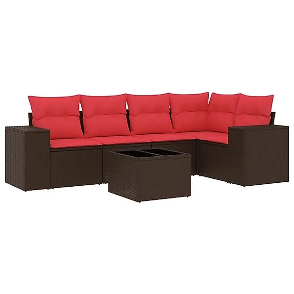 vidaXL 6-Tlg Gartensofa-Set mit Kissen Braun Polyrattan 3222543 günstig online kaufen