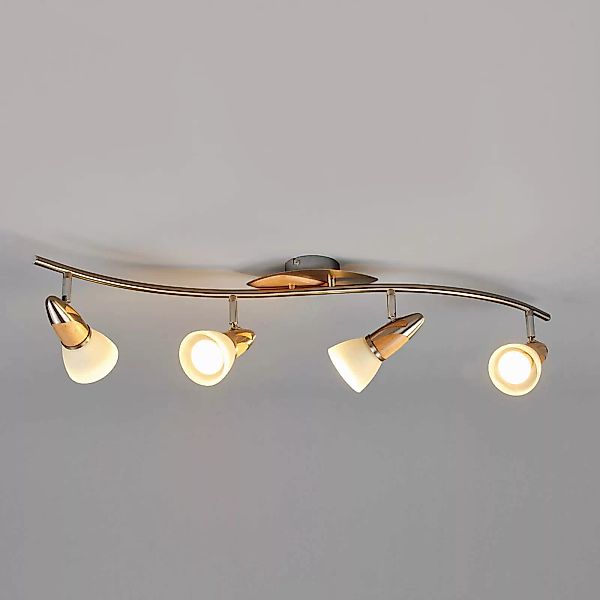 Lindby Deckenleuchte Marena, 4-flg., Glas, Holz, 83 cm lang günstig online kaufen