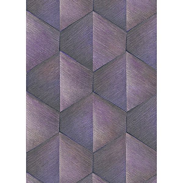 Bricoflor Lila Tapete Geometrisch in 3D Optik Ideal für Wohnzimmer und Essz günstig online kaufen