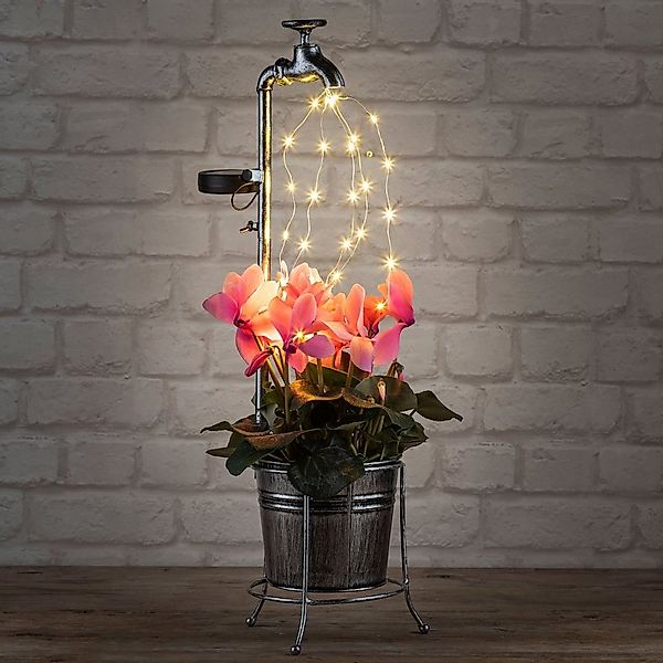 Spetebo LED Solarleuchte LED Solar Deko Wasserhahn mit Blumentopf, Ein-/Aus günstig online kaufen