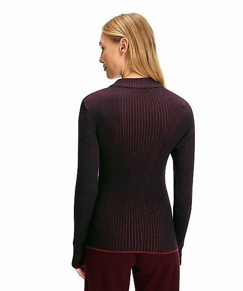 FALKE Damen Pullover Rundhals, L, Blau, Rippe, Schurwolle, 64175-643704 günstig online kaufen