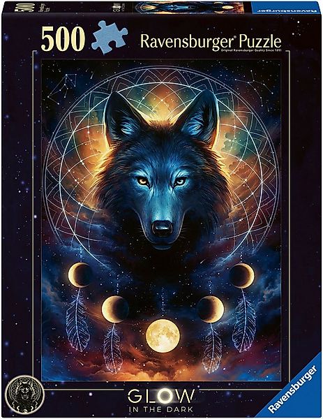 Ravensburger Puzzle Glow in the Dark, Leuchtender Wolf, 500 Puzzleteile, Ma günstig online kaufen