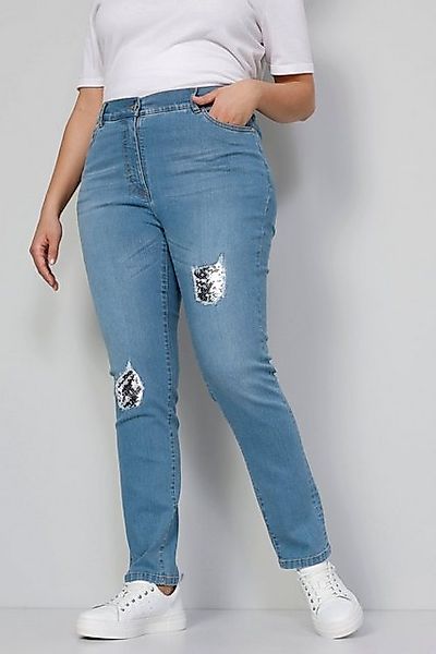 MIAMODA Regular-fit-Jeans Jeans Slim Fit destroyed mit Pailletten 5-Pocket günstig online kaufen