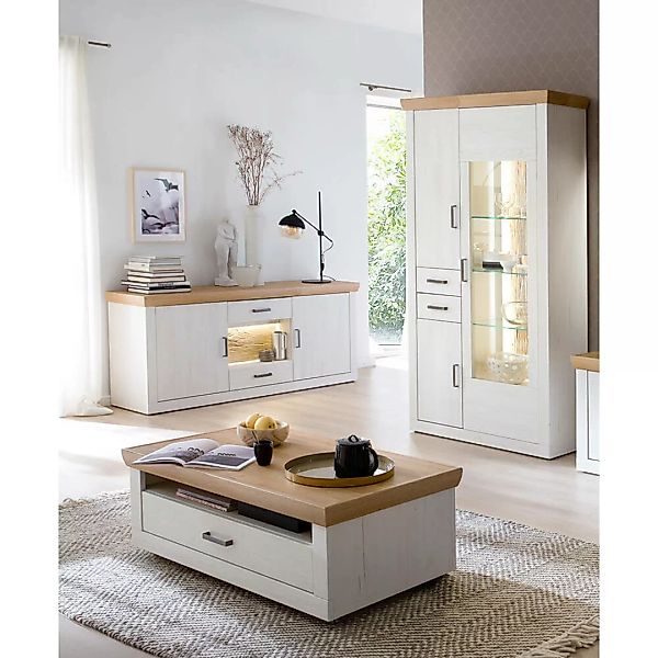 Wohnzimmer Möbel Set MARINGA-05 inkl. Sideboard, Kombi-Vitrine und Couchtis günstig online kaufen