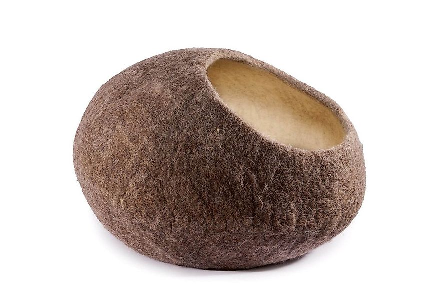 aumondo Tierhöhle Filz Katzenhöhle, Handgefertigt, braun. Filzhöhle aus 100 günstig online kaufen