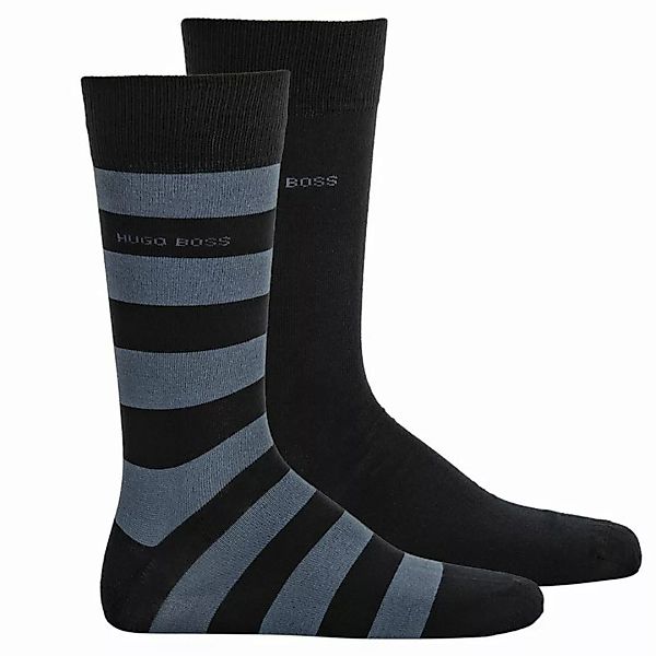HUGO BOSS Herren Socken 2er Pack - Kurzsocken, Block Stripe CC Dunkelblau E günstig online kaufen