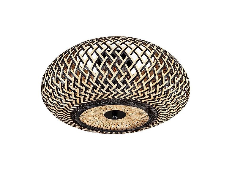 hofstein Deckenleuchte moderne Deckenlampe aus Metall/Bambus in Schwarz/Nat günstig online kaufen