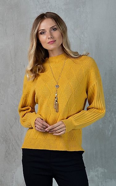 Passioni Strickpullover mit Stehkragen und Rautenmuster günstig online kaufen