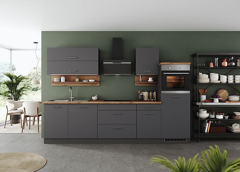 KOCHSTATION Küchenzeile "KS-Milan", 300 cm breit, robuste Metallauszüge, vi günstig online kaufen