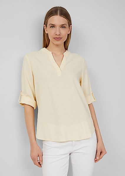 s.Oliver Langarmbluse Leinenmix-Bluse mit Turn-up Raffung günstig online kaufen