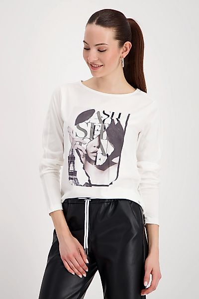 Monari Langarmshirt "Shirt Frau Schrift", Regular fit mit Rundhalsausschnit günstig online kaufen
