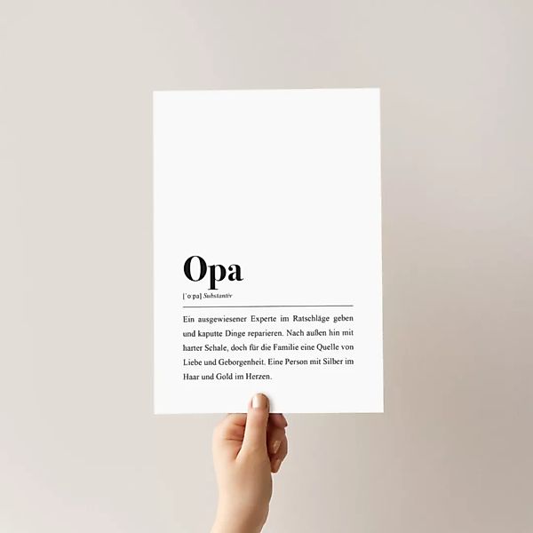 Opa Poster Din A4: Opa Definition günstig online kaufen