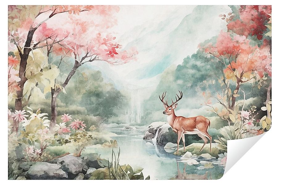 Wallarena Fototapete Kinderzimmer Mädchen Wald Hirsch Tiere Vlies Tapete Wa günstig online kaufen