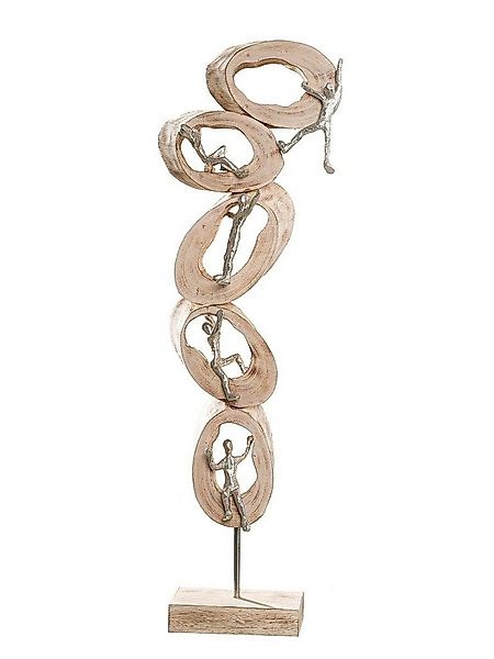 GILDE Dekoobjekt Skulptur 'Climb' - Naturfarbenes Kunstwerk mit silberfarbe günstig online kaufen