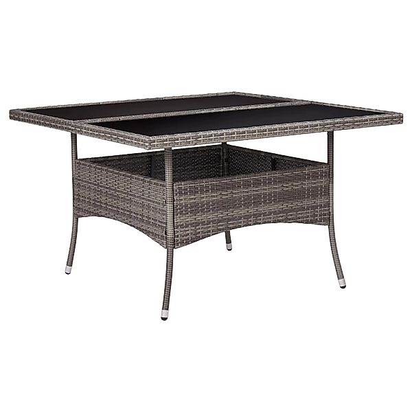 vidaXL Garten-Esstisch Grau Poly Rattan und Glas 46190 günstig online kaufen