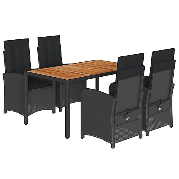 vidaXL 5-Tlg Garten-Essgruppe mit Kissen Schwarz Poly Rattan 3212233 günstig online kaufen