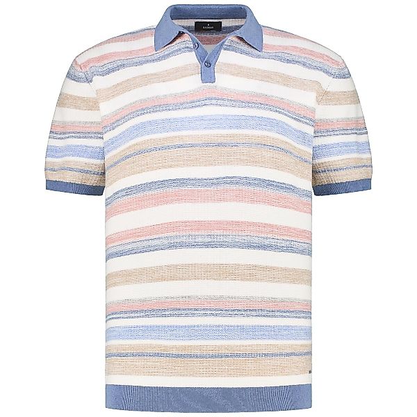 RAGMAN Strick-Poloshirt mit Allover-Muster Farbe blau/weiß Größe: 3XL günstig online kaufen
