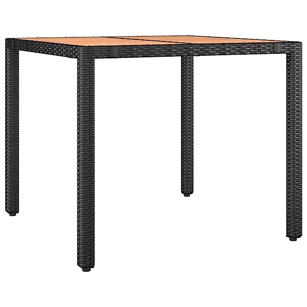 vidaXL Gartentisch mit Holzplatte Schwarz Poly Rattan & Akazienholz 319548 günstig online kaufen