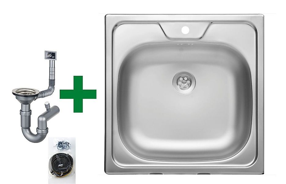 Faizee Möbel Edelstahlspüle Edelstahlspüle 48x48 cm Edelstahl inkl. Siphon- günstig online kaufen