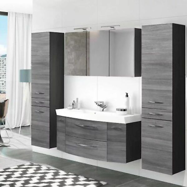 Lomadox Badezimmer Waschplatz Set 4-tlg mit 120cm Waschtisch & Spiegelschra günstig online kaufen