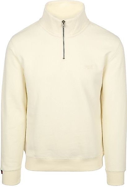 Superdry Half Zip Pullover Henley Essential Ecru - Größe M günstig online kaufen
