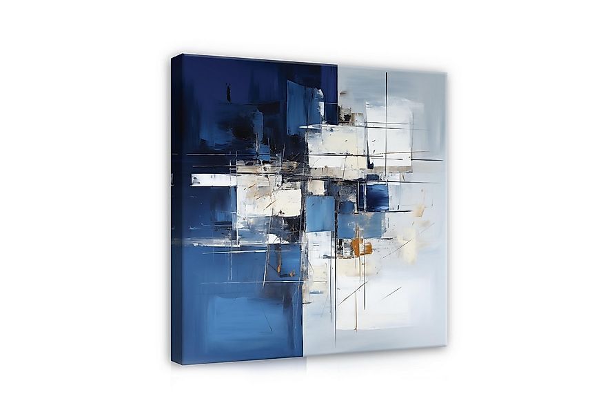 Wallarena Leinwandbild Abstrakt Grau Blau Wandbild XXL Wand Deko Leinwand B günstig online kaufen