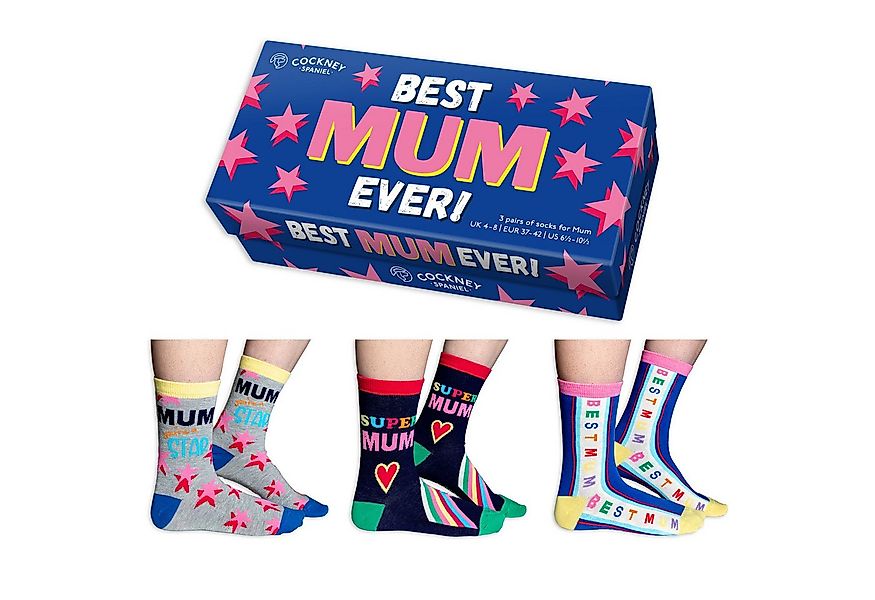 Cockney Spaniel Freizeitsocken Best Mum ever! Mama Socken in 37-42 (3 Paare günstig online kaufen