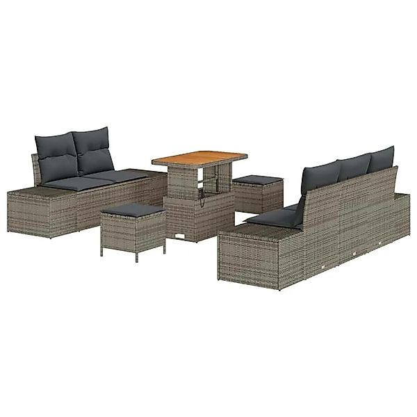 vidaXL Gartensofa-set mit Kissen mit Speicher 8-Tlg Grau Poly-Rattan 336468 günstig online kaufen