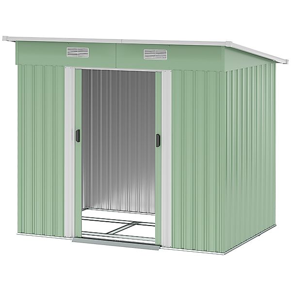 Outsunny Gerätehaus Metall 2,3 m² 207 x 130 x 182 cm Geräteschuppen mit Pul günstig online kaufen